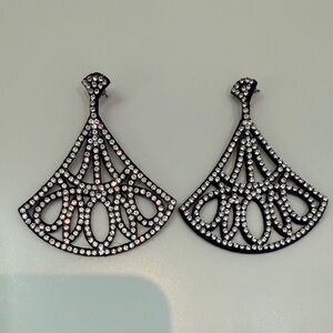 Elegant Crystal Rhinestone Covered Antique Style Earrings